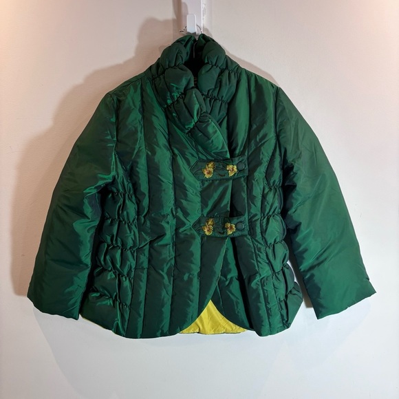 SISSY ME Sz L Puffer Coat Jacket Emerald Green Embroidered Snap Buttons NEW - Picture 14 of 14